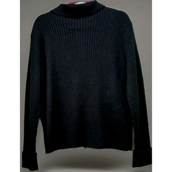 Vintage Studio Works Black Patchwork Leather Knit Zip Sweater Large Y2K Grunge - Picture 5 of 8